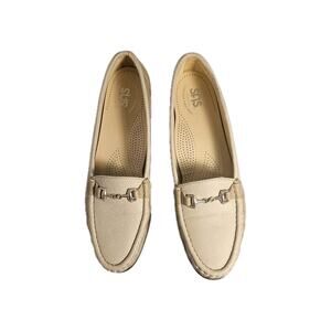 SAS Comfort Cushioned Silver Leather Loafer Flats Horse Bit Vamp Women's 9 Slim